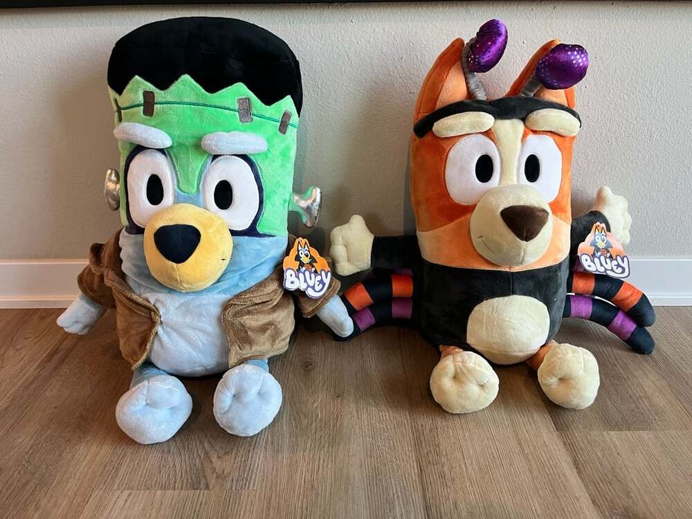 Bluey & Bingo Halloween Jumbo Plushes, Dan Dee, Frankenstein/Spider 2-Piece Set